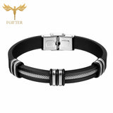 Men's Health Bracelet Stainless Steel Silicone Bracelets with Chain