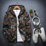 New Autumn Butterfly Print Clothes Men's Hooded Windbreaker Coat