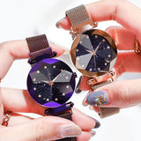 Ladies Magnetic Starry Wristwatches Relogio Feminino Zegarek Damski