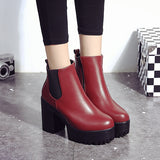 Women Boots Square Heel Leather Thigh High Pump Boots