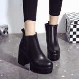 Women Boots Square Heel Leather Thigh High Pump Boots
