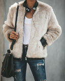 Women Warm Leather  Long Sleeve Slim Jacket