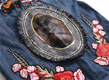 Mens Punk Denim Vests Skull Embroidery Waistcoat Slim Fit Jeans Sleeveless Jacket