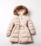 Girls Winter Coat Hooded Fur Collar Children Jackets Cotton Parka Coat