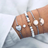 30 Styles Mix Turtle Heart Pearl Crystal Marble Bracelets for Women