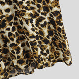 Summer Short Sleeve Leopard Print Shirt Men Lapel Neck Shirt