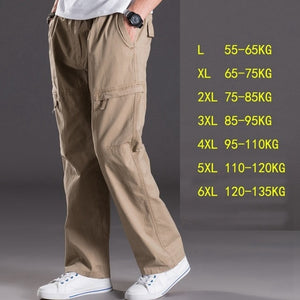 casual pants male big size 6XL Multi Pocket Jeans