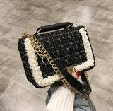 2020 Winter Fashion New Female Square Tote bag Quality Woolen Pearl