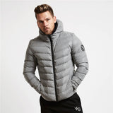 Winter Puffer Jacket Men Hooded Long Sleeve Plus Size Sporty Gym