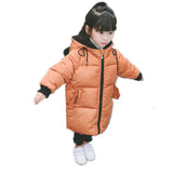 Winter jacket for girls Fur collar hooded Cartoon doll ornaments kids warm