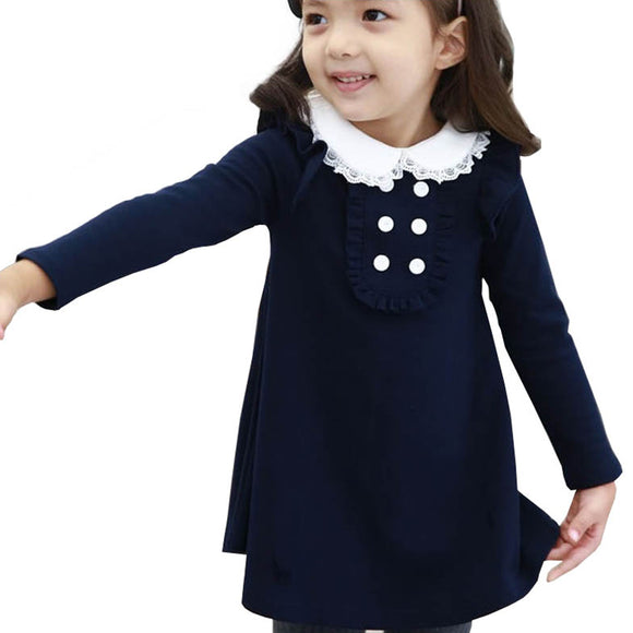New  winter cotton long sleeve fashion girls mini dress warm kids clothing