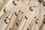 Humor Bear Autumn Cotton Cherry Printed Long Sleeve Princess Dress