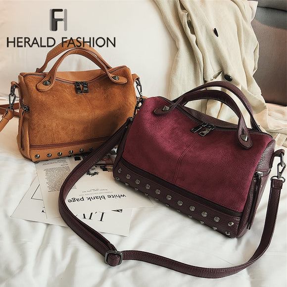 Herald Fashion Vintage Nubuck Leather Female Top-handle Bags