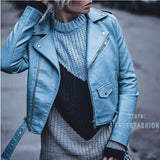 New Fashion Women Winter Leather Lady Motorcycle Coat with Hot Sale