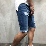 Mens Denim Shorts Super STRETCH Skinny Slim Summer Half Cargo Jeans