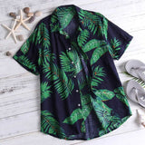Mens Beach Hawaiian Cotton Floral Printed Beachwear  Shirt