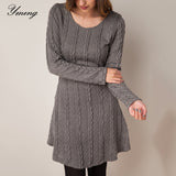 Winter Women Sweater Dress Oversized Twisted Long Sleeve Jumper