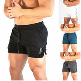 Male Fitness Bodybuilding brand shorts Mesh Breathable Quick-drying