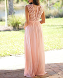 O-Neck Sleeveless Long Wedding Party Formal Gowns