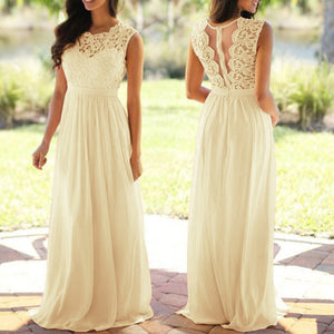 O-Neck Sleeveless Long Wedding Party Formal Gowns