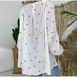 White Elegant Lantern Long Sleeve Womens Blouse Plus Size 4XL Boho Printed Clothes