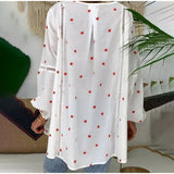 White Elegant Lantern Long Sleeve Womens Blouse Plus Size 4XL Boho Printed Clothes