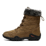Men Warm Fur Plush Suede Leather & Waterproof Ankle Snow Boots