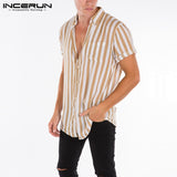 Men Shirt Lapel Neck Button Streetwear Casual Shirts Camisa