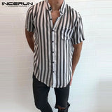 Men Shirt Lapel Neck Button Streetwear Casual Shirts Camisa