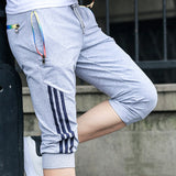 Men Striped Men's Short Sweatpants Jogger Breathable Trousers