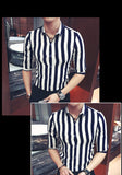 New Cool Summer Men's Striped Boutique Short-sleeve Shirts