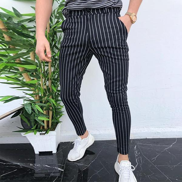 Buy Peter England Peter England Men Mid-Rise Striped Slim Fit Trousers at  Redfynd