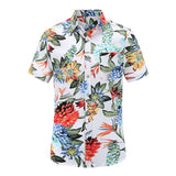 Mens Short Sleeve Beach Hawaiian Shirts Cotton Floral Shirts