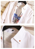 Men's long-sleeved shirts casual body repair solid color lining