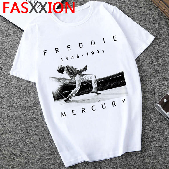Freddie Mercury T Shirt Men Hip Hop Tshirt The Queen Band Graphic