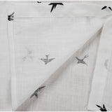 Women's Birds Print Shirts Blouses Cotton Linen Long Sleeve