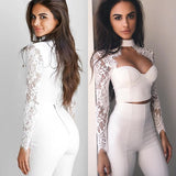 Women Summer elegant black lace crochet crop top hollow out shirt tops
