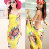 Women Cover Up Chiffon Beach Bikini Floral Sunflower Wrap Scarf
