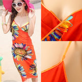 Women Cover Up Chiffon Beach Bikini Floral Sunflower Wrap Scarf