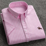 Summer Short Sleeve Turndown Collar Regular Fit Oxford Fabric Shirts