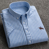 Summer Short Sleeve Turndown Collar Regular Fit Oxford Fabric Shirts