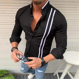 Men's New Fashion Bamboo Cotton Long Sleeve Striped Fit Shirt