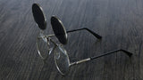 Steampunk Sunglasses Round Metal Women Retro Flip Double Metal Sun Glasses