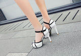 Summer Hollow Buckle Women's Shoes European And American Fight Color Fish Mouth Fine With High Heels