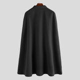 INCERUN Winter Men Cloak Coats Solid Streetwear Faux Blends Fleece Overcoat
