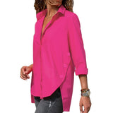 Women's Office Chiffon Irregular Shirt Top Long Sleeve Female
