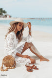 Women Bikini Cover Up Floral Lace Hollow Crochet Swimsuit Cover-Ups