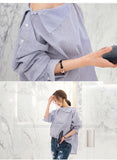 Women Striped Shirts Batwing Sleeve Tops Spring Korean Style Shirt