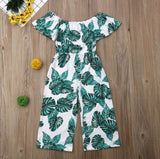 Green leaf printing Romper Summer One Pieces Children roupas menina