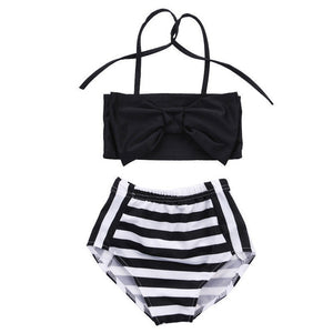 Cute Baby Bikini Set Swimwear Striped Triangle Bow Swimsuit